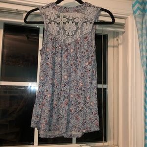 Floral High Neck Tank Top